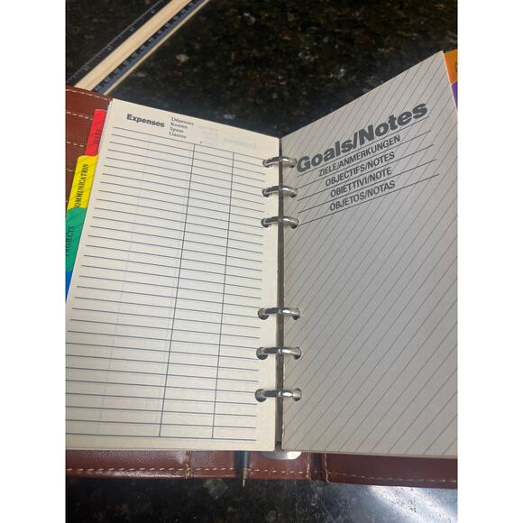 Vintage Leather Advantage Organizer Planner Calendar Address Cognac Houndstooth - Picture 10 of 11